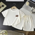 thumbnail image 2 of Quealent Toddler Boy Summer Outfits 3T 4T 5T Boys Clothes Kids Solid Shorts Set Cotton 2 Piece Clothing Sets (White, 12-18 Months), 2 of 6