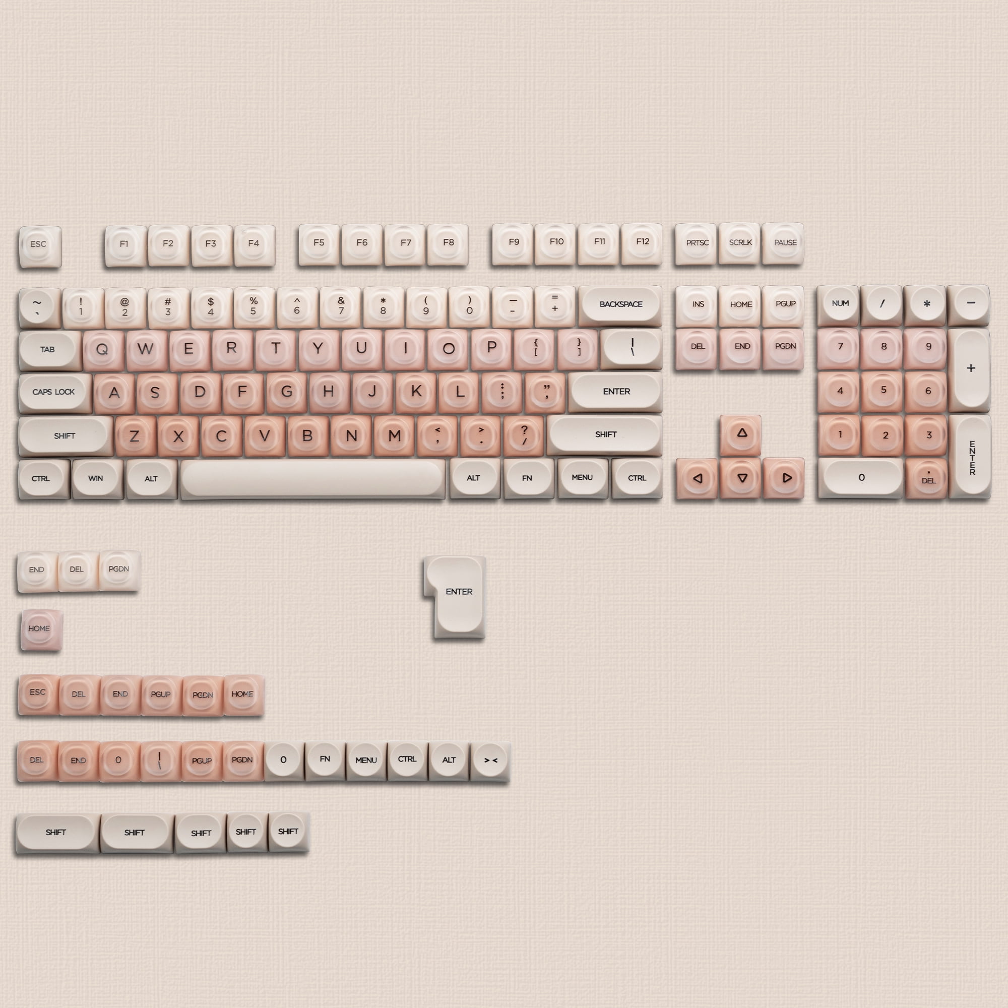 COSTOM PBT Keycaps, Jelly Keycaps Creamy MOA Profile, 132 Keys Translucent Cute Custom Key caps for Cherry Gateron MX Swithes Mechanical Keyboards, Flesh Pink
