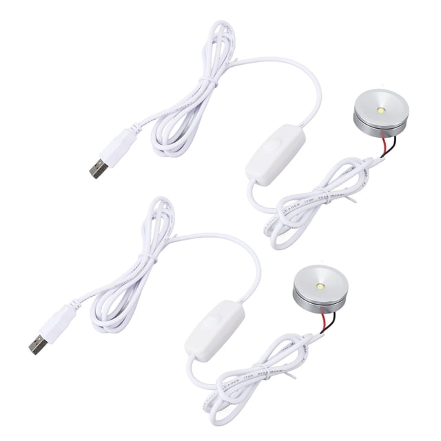 Projecteur Mini Dimmable, Mini Spot LED, 2 Pcs Luminosité Progressive 5V Lumières d'Image avec Câble de 6,6 Pieds pour Vitrines, Showroom