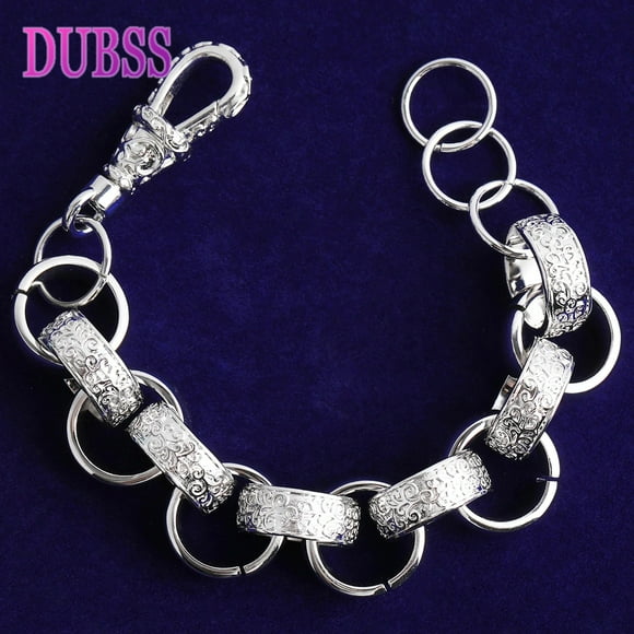 DUBSS 20mm Alternate Ornate Filigree Belcher Pattern Link Bracelet Real Gold Plated PVD Plate Hip Hop Jewelry