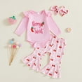 thumbnail image 2 of NOLDARES Baby Girl Clothes Newborn Infant Outfits Cute Fall Winter 3PC Clothes Spring Romper Set+Hat+Headband(Pink,6-12 M), 2 of 9