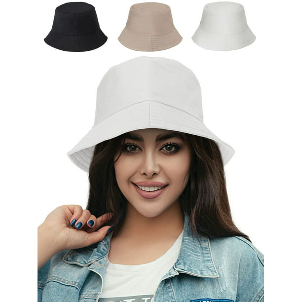 Deago Reversible Bucket Hats for Women Beach Sun Hat Teens Girls Wide ...