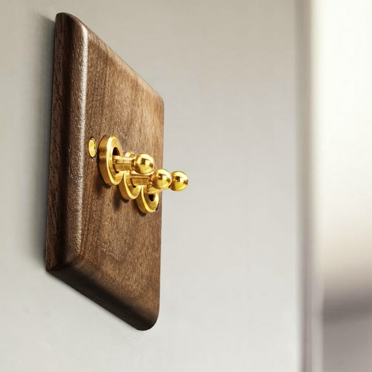 Retro American Industrial Style Light Switch Socket, Solid Wood