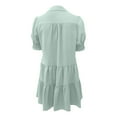 thumbnail image 4 of Njagoc3 Womens Casual Loungewear Soft Cotton-Blend Solid Color Ruched V-Neck Short Sleeve Puff Sleeve Dress, 4 of 6