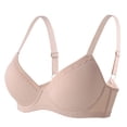 thumbnail image 2 of Gymayou Women Underwire Adjustment Bra With Delicate Lace Trim Smooth Molded Cup Push Up Bra Side Support Gather Full Coverage Bra Beige 70B, 2 of 8