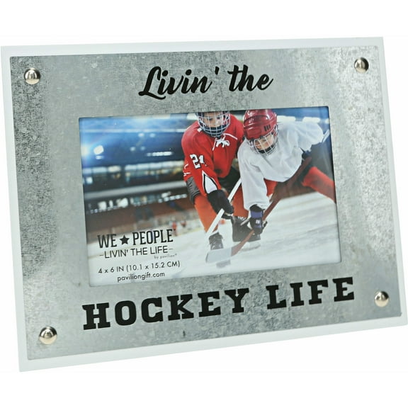 Pavilion Gift Company Livin' The Hockey Life - 8.5x6.5 Inch Easel Back Picture Frame, Gray