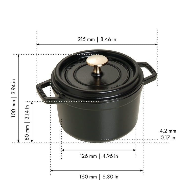 Staub Cast Iron 1.25-qt Round Cocotte - Matte Black - Walmart.com Staub Cast Iron 1.25-qt Round Cocotte - Matte Black - Walmart.com
