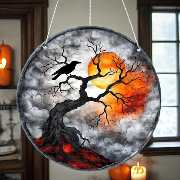 TIELUTT Halloween Withered Trees Acrylic Doors Windows Wall Chandelier Parts Glass Beads Garland Centerpiece Christmas Decorations with Lights My Little Christmas Seasonal Decorations for Home Christm