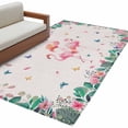 thumbnail image 2 of Pink Flamingo 3'x5' Washable Rug, Tropical Botanical Summer Flower Rustic Non-Slip Area Rugs for Entryway Kitchen Classroom, StainResistant Dorm Throw Carpet, Low Pile Soft Indoor Floor Mat, 2 of 9