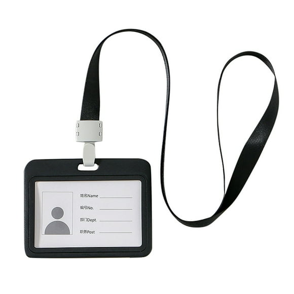 Id Card Name Badge Holders,Vertical Clear Id Card Protector with Black Lanyard,No Paper Card, Combine Freely,Double-Sided Transparent Employee Work Card Holder Employee Plastic ID Card