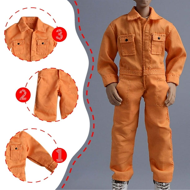 Ropa para figuras de acción a escala 1:12, ropa en miniatura, mono de hombre, moda, mini, accesorios de tela para disfraces de muñecas de 15 cm. Naranja