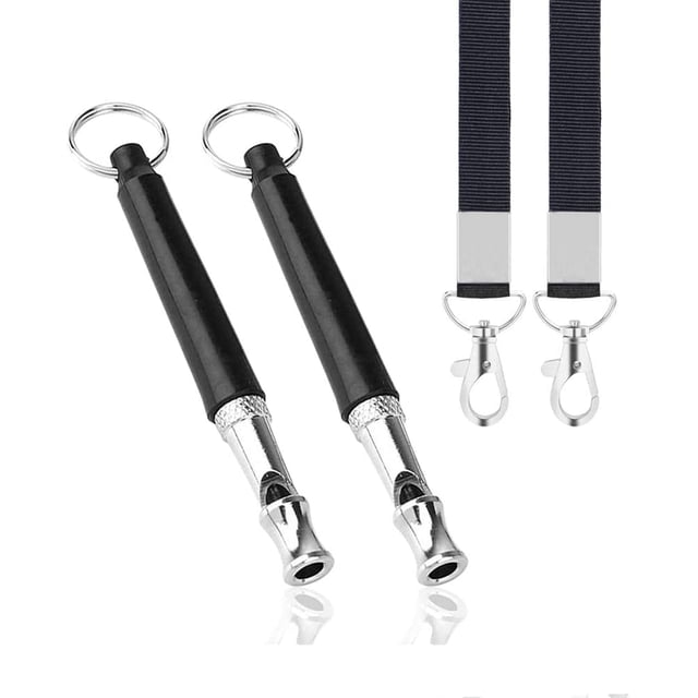 Silbato para perros, nuevo silbato ultrasónico de 2 piezas para evitar que el perro del vecino ladre, herramienta de entrenamiento profesional ajustable y silenciosa con cordón negro.
