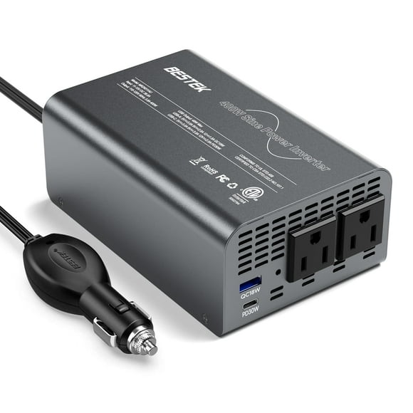 Inversor de corriente BESTEK de onda sinusoidal pura, 400 W, DC, 12 V a 110 V AC