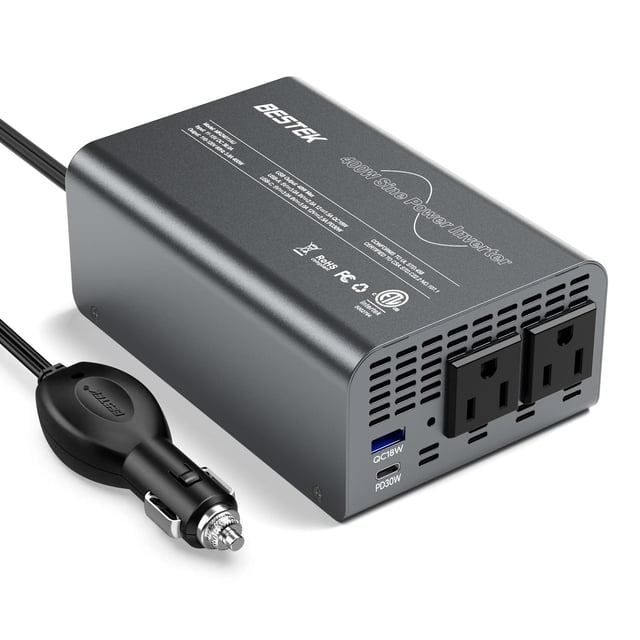 Inversor de corriente BESTEK de onda sinusoidal pura, 400 W, DC, 12 V a 110 V AC