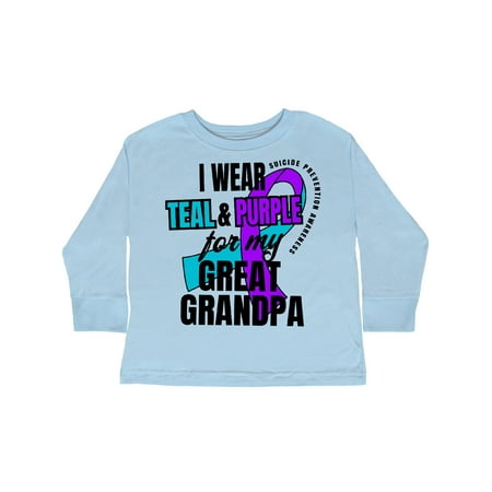 

Inktastic Suicide Prevention I Wear Teal and Purple For My Great Grandpa Gift Toddler Boy or Toddler Girl Long Sleeve T-Shirt