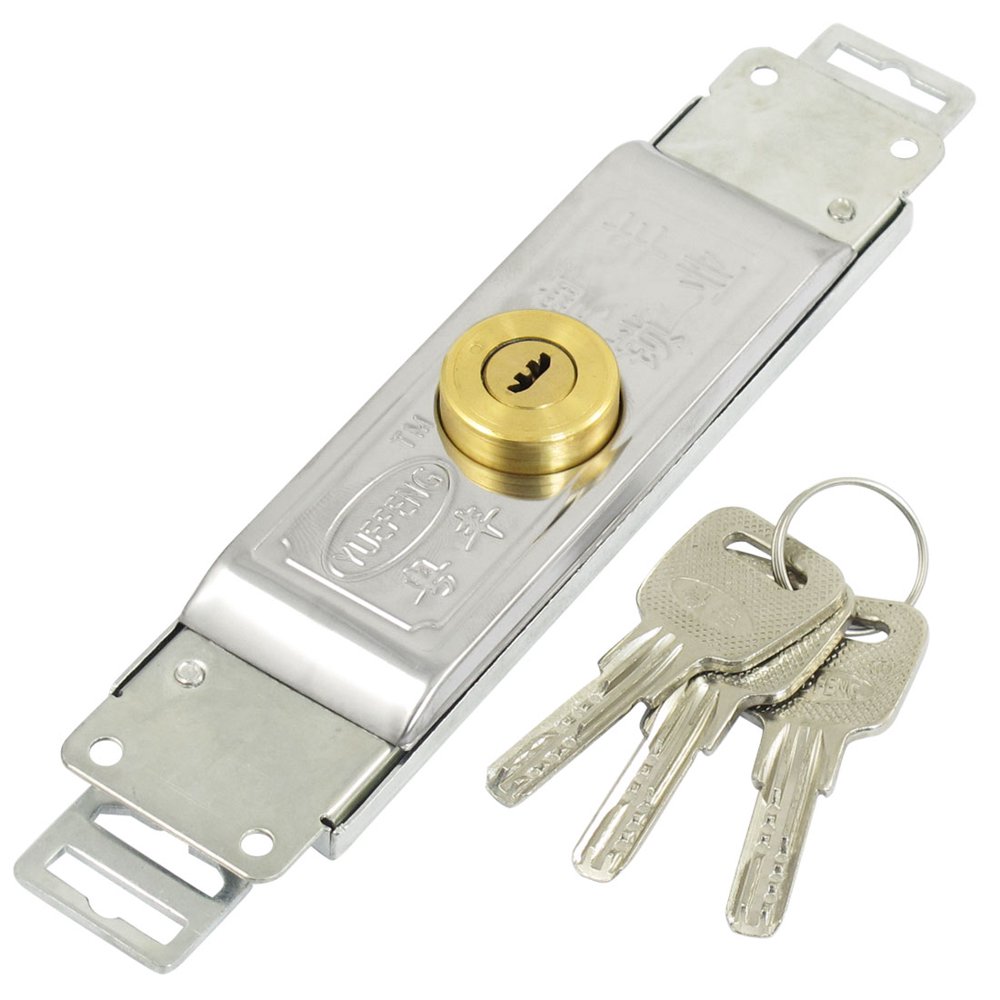 Office Door Silver Tone Metal Rolling Shutter Door Lock w 3 Keys