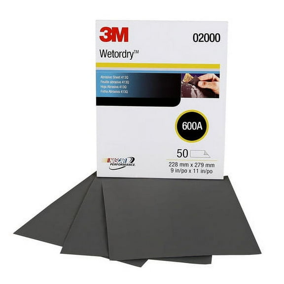 3M 02000 Wetordry Tri-M-ite Sheet 9 in. x 11 in. 600A (50-Pack)