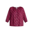 thumbnail image 6 of Time and Tru Women's Cotton Button Front Blouse with ¾ Length Sleeves, Sizes XS-XXXL, 6 of 6