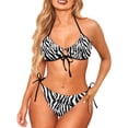 thumbnail image 5 of Uourmeti Women's Zebra Stripe Halter Triangle Bikini Set - Sexy Tie Side Two Piece Swimsuit for Beach & Pool Vacation, Quick Dry & Stretch, 5 of 7