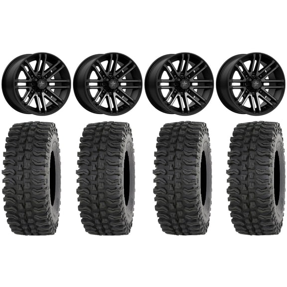 MSA Black Rogue 14" UTV Wheels 28" BDC Tires Yamaha Viking Wolverine YXZ1000R CFMoto ZForce 950 UForce 1000