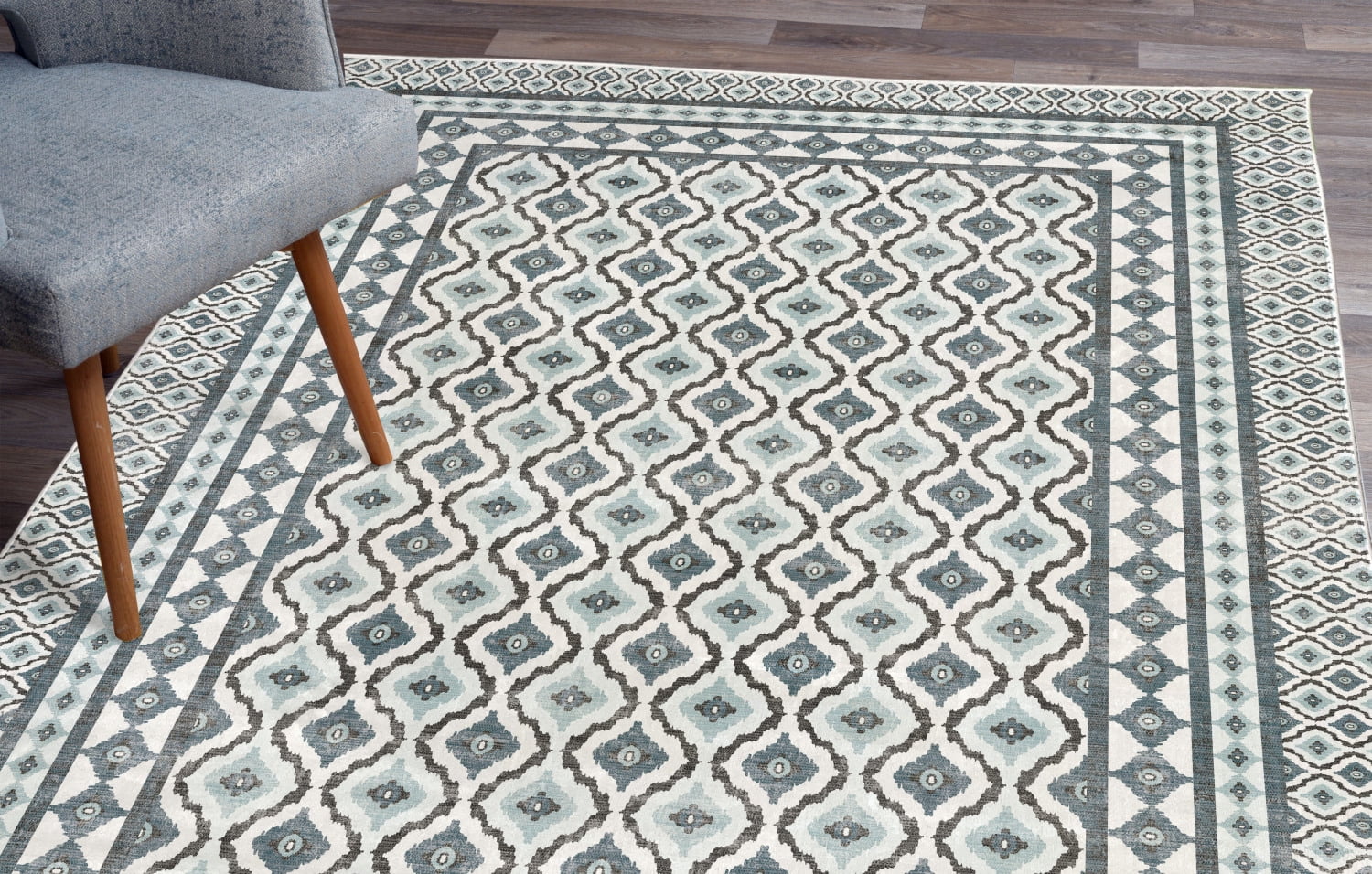 Traditional Rug Grey Silver Oriental Pattern Ornament Carpet Room Floor Mats 