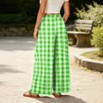 thumbnail image 6 of Women's Plaid Wide Leg Palazzo Pants, High Waisted Gingham Long Trousers with Pockets, Casual Summer Beach Flowy Pants, S-2XL, 6 of 6
