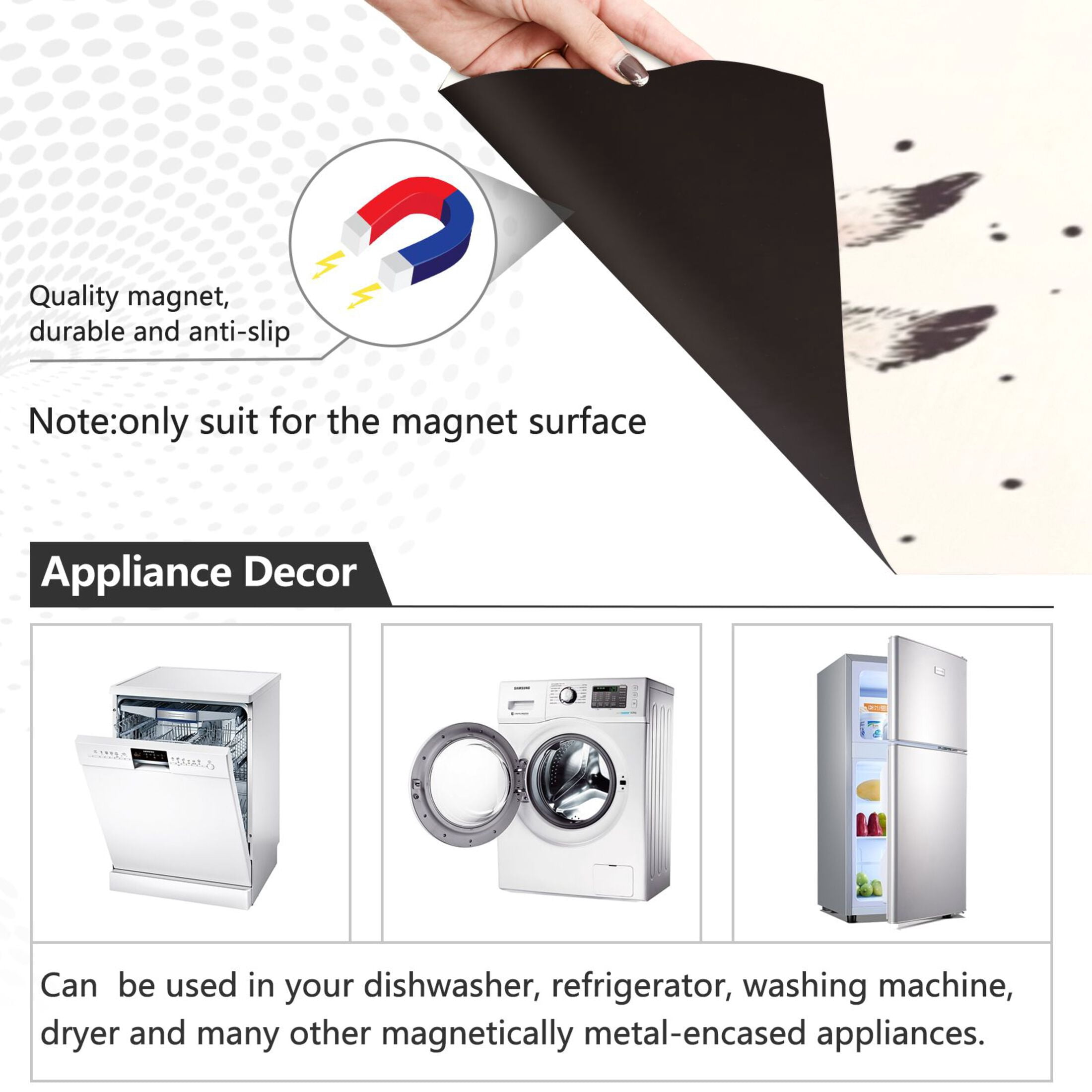Dishwasher Magnetic Sticker 23x26 Inch Refrigerator Magnetic Sticker Washing Machine Magnetic Sticker Kitchen Panel Magnetic Sticker Home Decor Seamless Cartoon Lamb