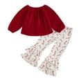 thumbnail image 3 of yocbz Newborn Christmas Outfit Girl Toddler Boy Girl Christmas Outfit Santa Claus Embroidery Striped Crew Neck Long Sleeve Pullover and Pants 2 Pcs Clothes Set Red,Size for 2-3 Years, 3 of 4