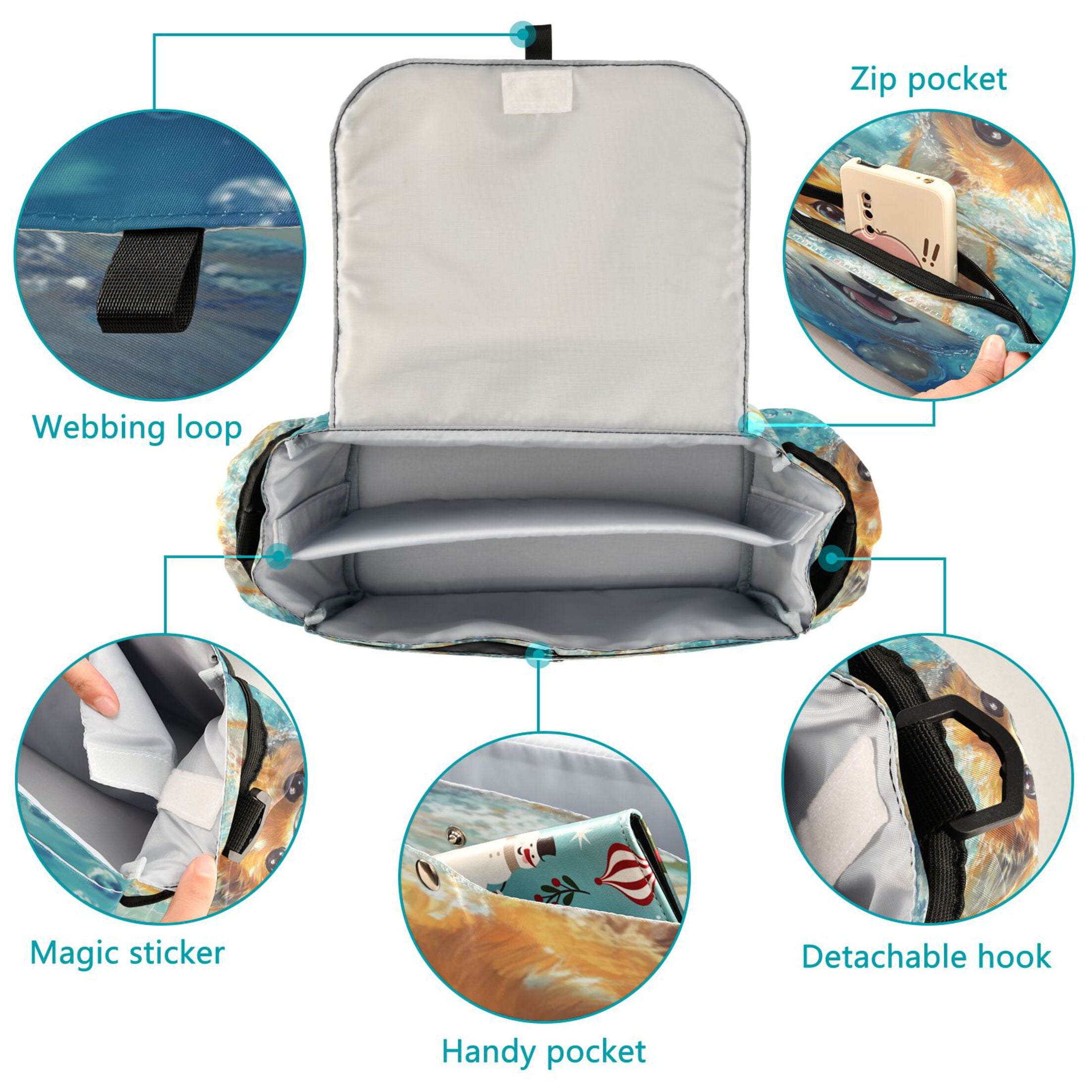 DIXRUYEE Stroller Organizer Curious Little Tiger Printed