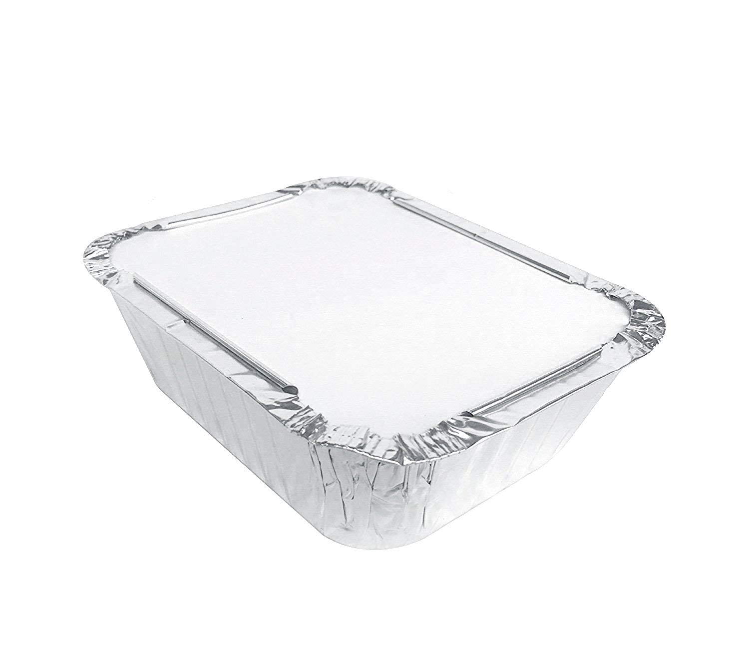 Diplastible Oblong Disposable Aluminum Pans with Lids - 10 Pack - 8.5 x 6 x  2.5 in 5-lb Pan with Foil Covers Perfect for Baking Cooking Food and