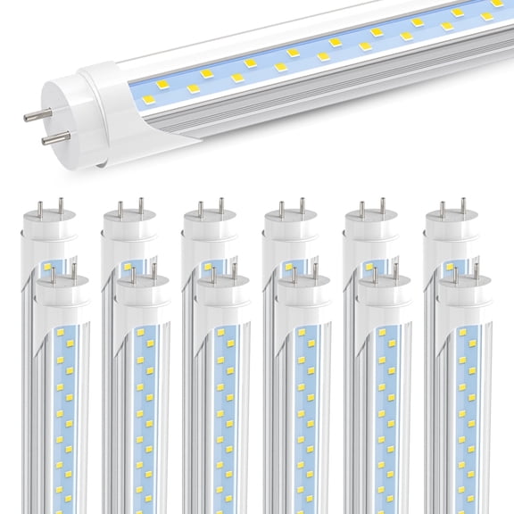 JESLED T8 4ft LED Tube Light Bulbs,Dual Row 28W 6000K,Dual-end Powered,12-Pack