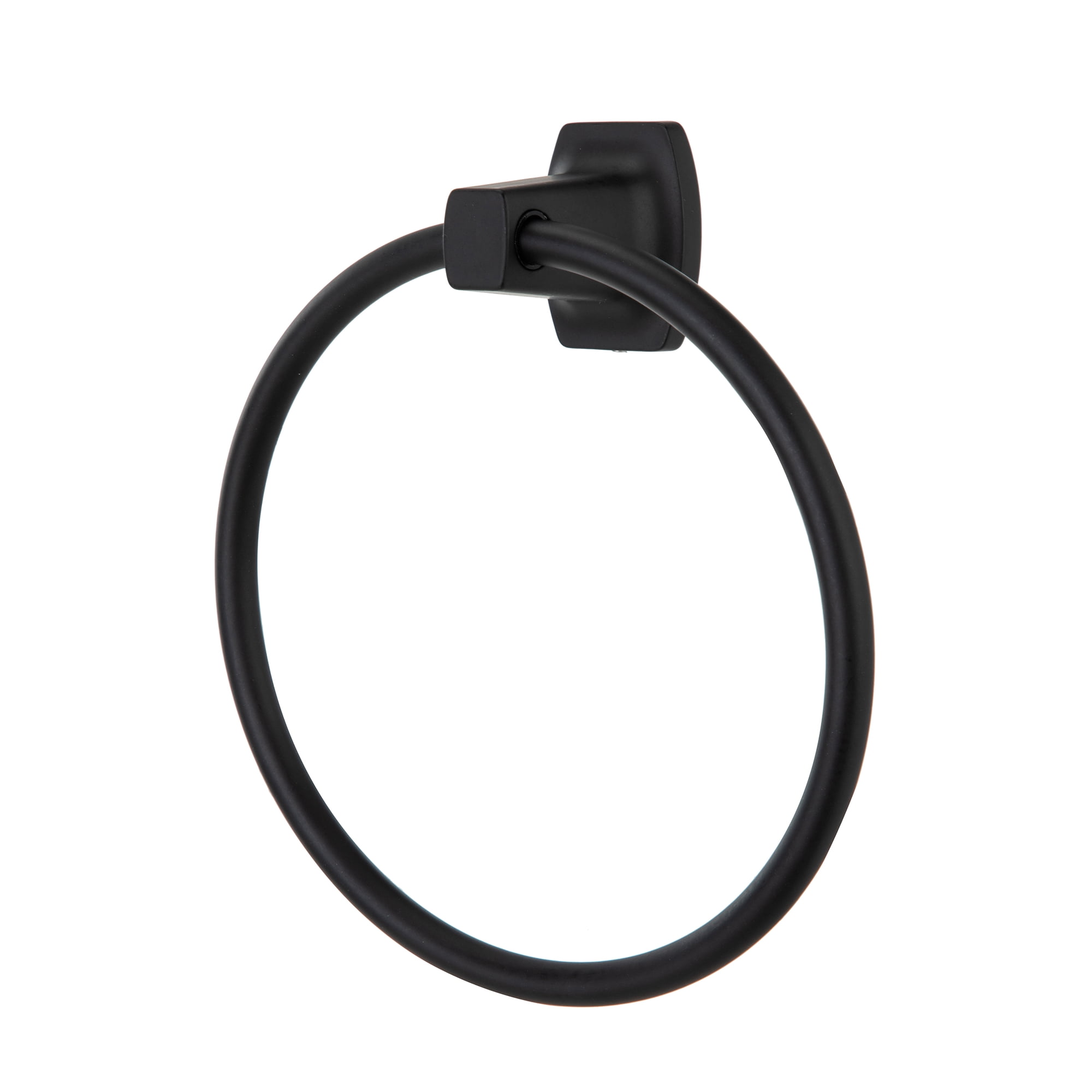Mainstays Square Wall Mount Towel Ring, Matte Black, 7.1 in