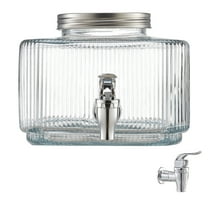 KFFKFF 0.8 Gallon Glass Beverage Dispenser with Lid and No-Drip Spigot, Ideal for Serving Juice, Iced Tea, Lemonade, and Water at Events, Restaurants, and Hotels