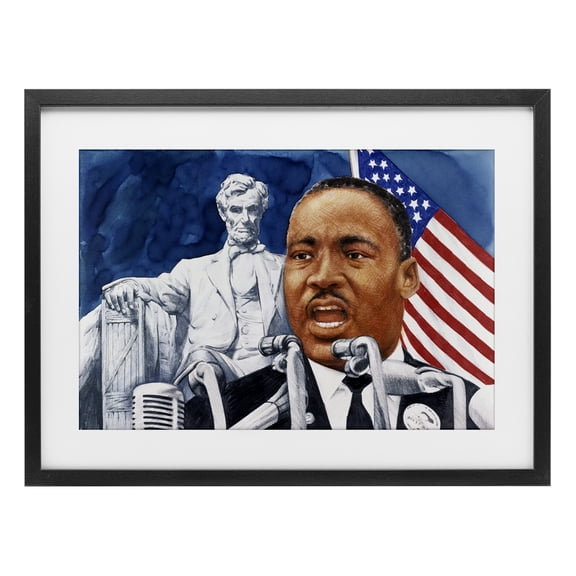 1960s American Speech Portrait Black Framed Print Under Glass, design by Wind River Studios