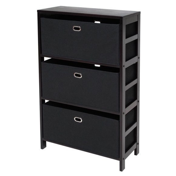 Étagère de rangement Torino Ensemble 4 pièces avec paniers en tissu noir