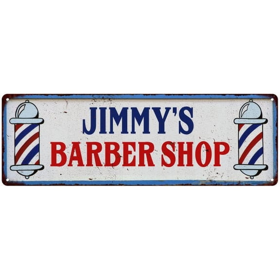 JIMMY'S Barber Shop Hair Salon Metal Sign Retro 6x18 106180031254