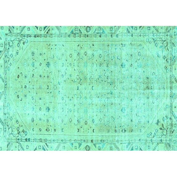 Ahgly Company Indoor Rectangle Persian Turquoise Blue Traditional Area Rugs, 8' x 10'