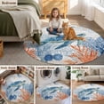 thumbnail image 5 of Sea Turtle Coastal Round Area Rug 3.3Ft Washable Circle Rugs for Dining Room Table, Blue Red Summer Beach Coral Nautical Wood Non-Slip Carpet Floor Mats Indoor Outdoor Carpet Runner Home Decor, 5 of 8