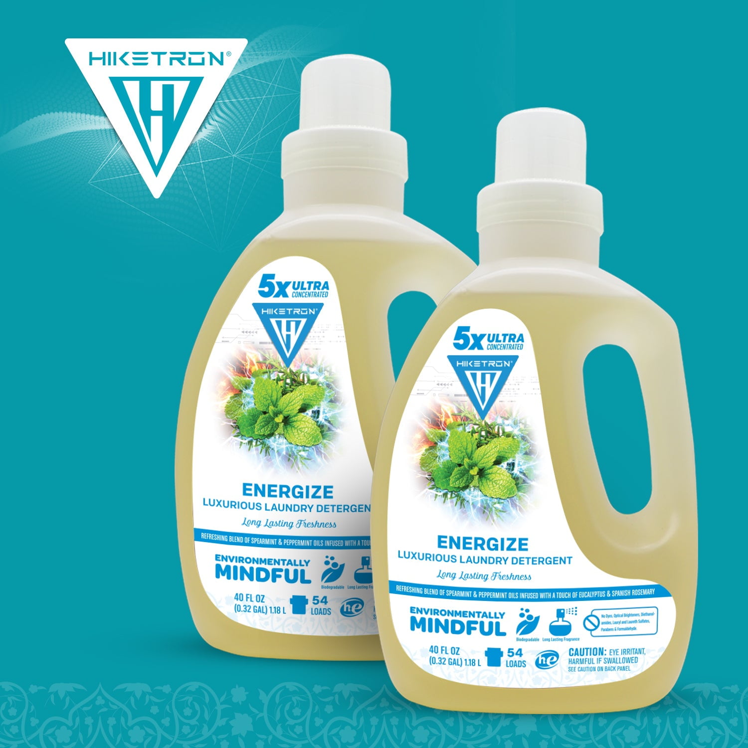 Hiketron | Energize | Long Lasting Scented Liquid Laundry Detergent | Ultra Concentrated | Machine Friendly | Stain Remover | 2 Pack (80 fl oz, 54 Loads)