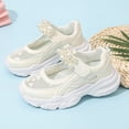 thumbnail image 4 of LTTVQM Girls Mary Jane Sneakers Mesh Upper Hook and Loop Non-Skid Cushioned Quick-Dry Lightweight Comfortable Sneakers Daily Wear Running Walking Holiday Dress Shoes Beige 3 Big Kids, 4 of 5