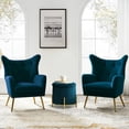 thumbnail image 5 of Velvet Storage Ottoman Round Footrest Stool Button Tufted Gold Legs Living Room Bedroom Teal, 5 of 10