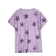 thumbnail image 4 of Zupora Women T Shirt V Neck Lace Trim Short Sleeves Tunic Top Star Print Loose Fit Comfort Summer Loungewear Tee, S-3XL, 4 of 9