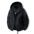 thumbnail image 4 of Men's Casual Loose Waterproof Windbreaker - Hooded Jacket, Black, L, 4 of 5