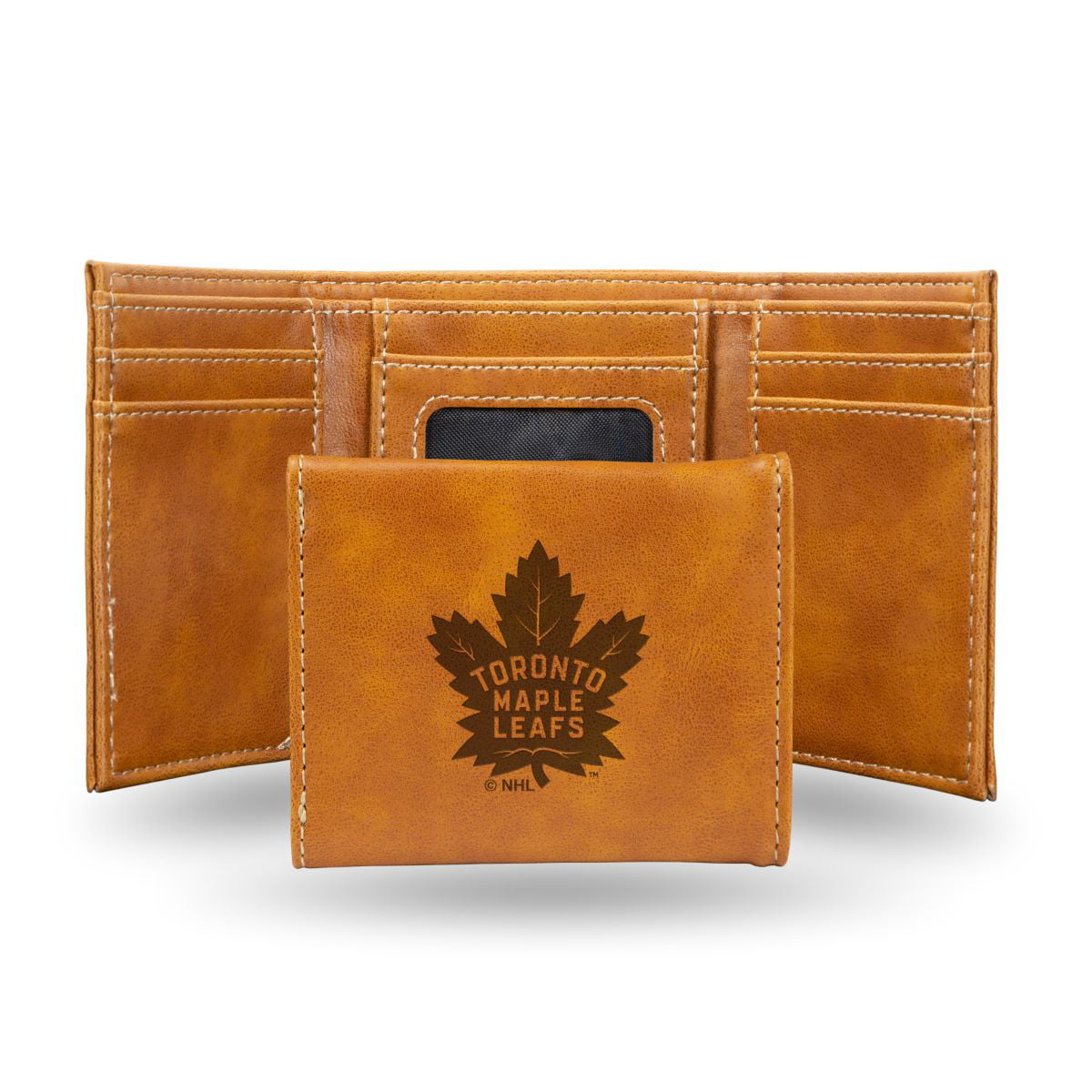 Toronto Maple Leafs New Logo Wallet Premium Brown Leather Billfold Bifold Hockey 