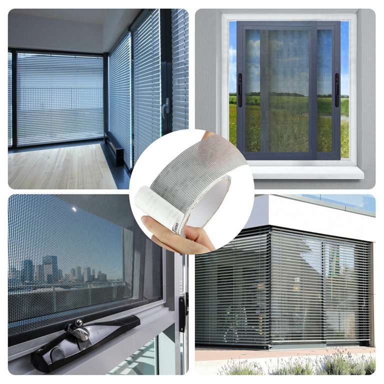 Screen Patch Repair Kit – Fiberglass Mesh Tape For Window Screens, 5x200cm (2×78.7″) Gray