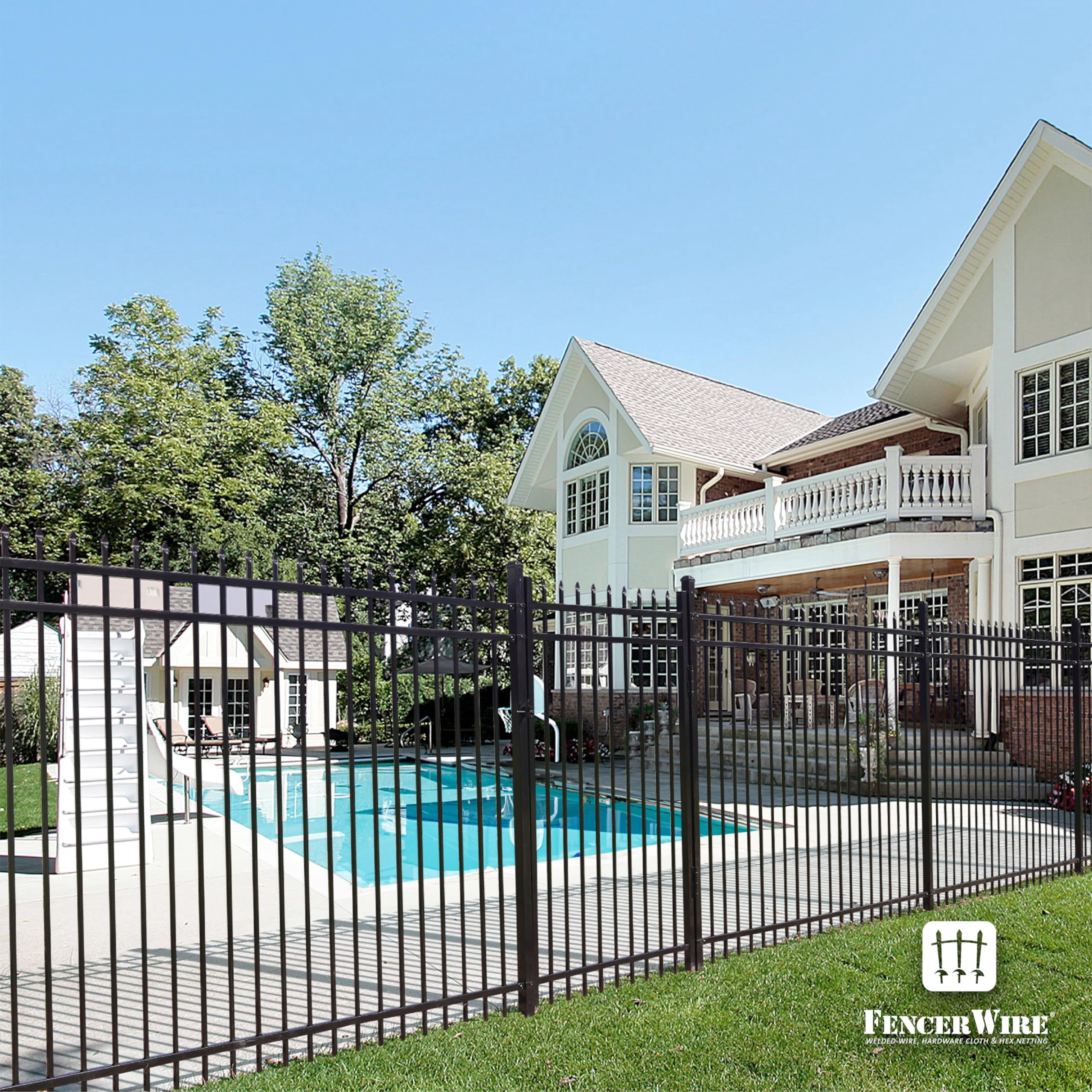 CAPHAUS Heavy Duty Pinnacle Fence Barrier Panel, 4FT Height X 6FT Width Anti-Rust Metal Fencing Panel, 2” Diameter Steel Outdoor Decorative Garden Fence Panel for Yard, Pool, Patio, Pack of 10