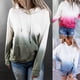 thumbnail image 3 of M Sudaderas con capucha de manga larga con cordón para mujer Sudadera holgada con bloques de color Ombre Tie-dye, 3 of 5