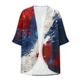 thumbnail image 4 of Red White and Blue Cardigan 3/4 Sleeve Cardigan Summer Patriotic Cardigan for Women Chiffon Cardigan for Women Fashion Independence Day Printing Casual Blouse Cardigan, 4 of 5