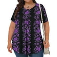 thumbnail image 4 of Pisexur Printemps Tops for Women Blouses for Women Habillé Décontracté Mode Féminine Imprimé Col Rond Manches Courtes Plissé Ample Haut Multicolore,TG, 4 of 8