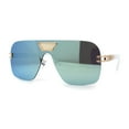 thumbnail image 2 of Urbane Slick Rimless Flat Top Racer Shield Baller Sunglasses Gold White Teal Mirror, 2 of 4